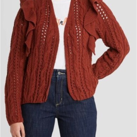 NWT Universal Thread Open Front Chunky
Knit Ruffle Cardigan Sweater Rust Size XS - Picture 2 of 10